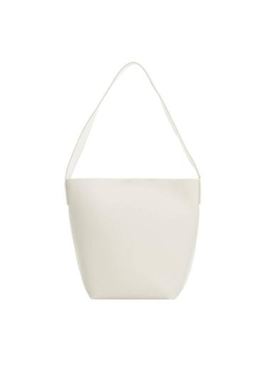  Mango Kadın Deri Görünümlü Bucket Çanta Kırık Beyaz