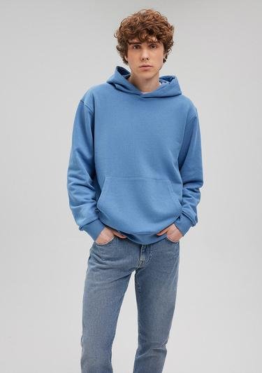  Mavi Kapüşonlu Mavi Basic Sweatshirt 0S10128-82142