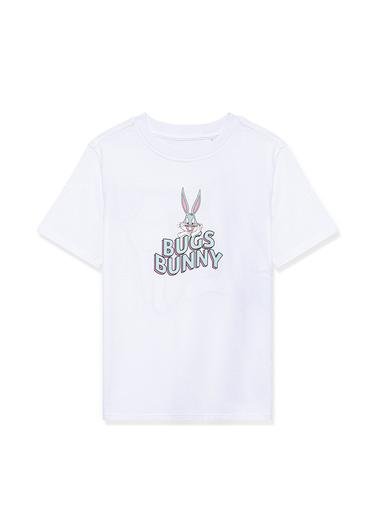  Mavi Bugs Bunny Baskılı Beyaz Tişört Regular Fit / Normal Kesim 7610160-620