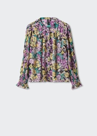  Mango Kadın Çiçek Desenli Bluz Lila