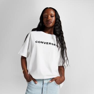  Converse Oversized Wordmark Kadın Beyaz T-Shirt