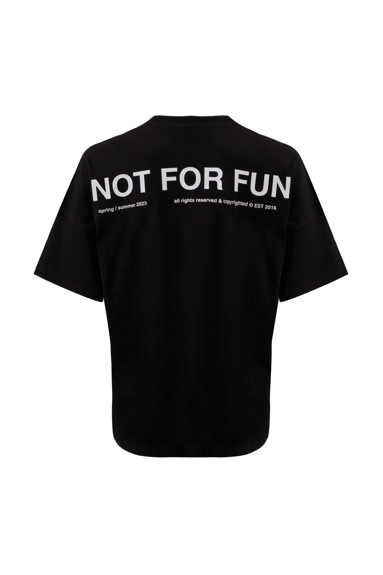 For Fun Not For Fun 001 Erkek Düşük Omuz Siyah T-shirt