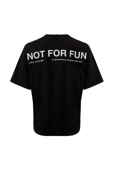 For Fun Not For Fun 001 Erkek Düşük Omuz Siyah T-shirt