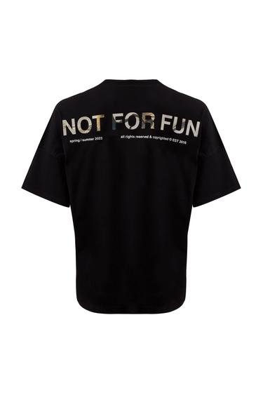  For Fun Not For Fun 003 Erkek Düşük Omuz Siyah T-shirt