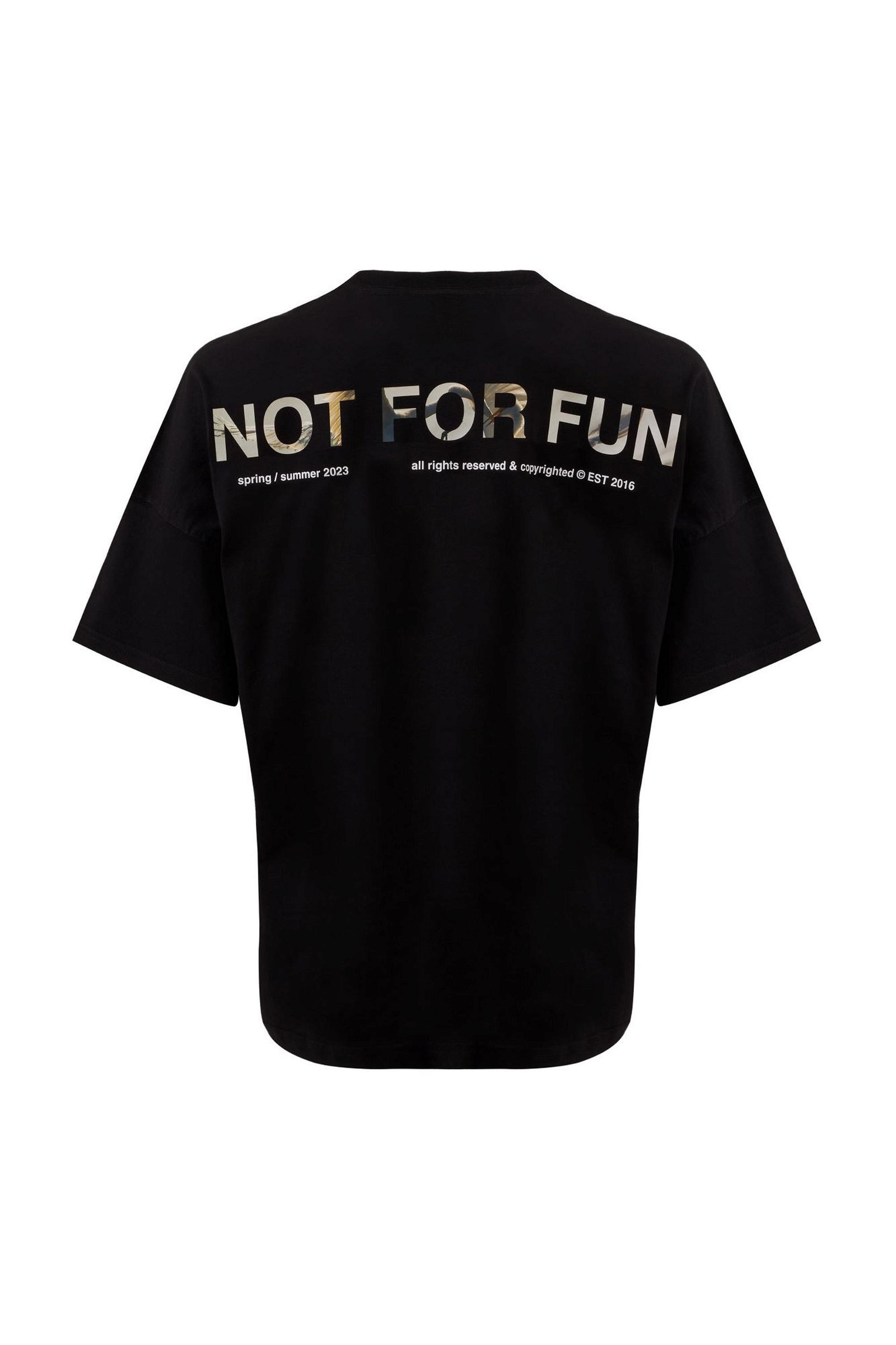 For Fun Not For Fun 003 Erkek Düşük Omuz Siyah T-shirt