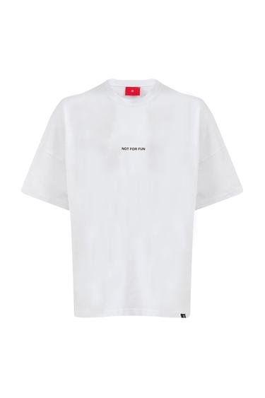  For Fun Not For Fun 004 Erkek Düşük Omuz Beyaz T-shirt