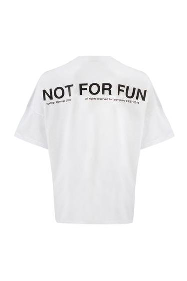  For Fun Not For Fun 004 Erkek Düşük Omuz Beyaz T-shirt