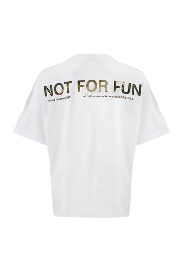  For Fun Not For Fun 005 Erkek Düşük Omuz Beyaz T-shirt