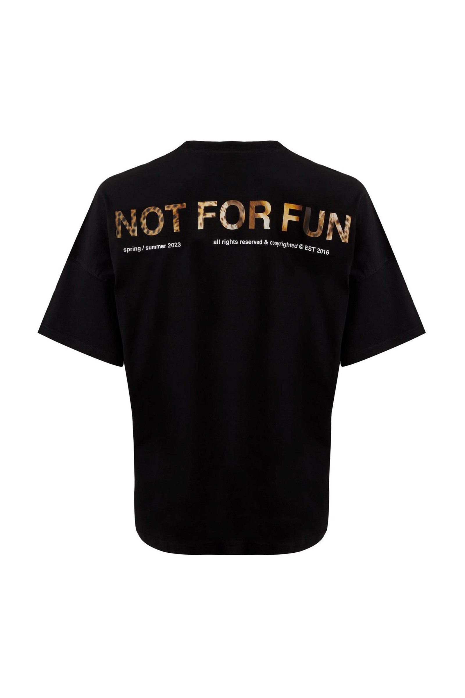 For Fun Not For Fun 002 Erkek Düşük Omuz Siyah T-shirt