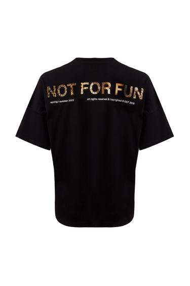  For Fun Not For Fun 002 Erkek Düşük Omuz Siyah T-shirt