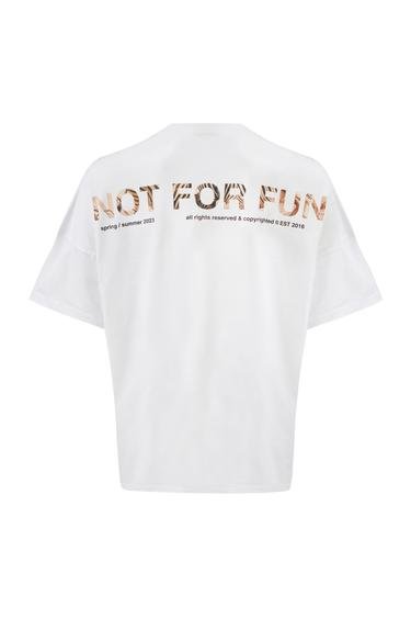  For Fun Not For Fun 006 Erkek Düşük Omuz Beyaz T-shirt