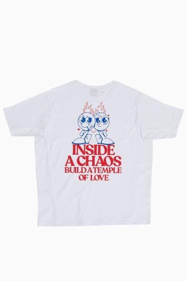  For Fun Inside A Chaos, Build A Temple Of Love Erkek Beyaz T-shirt