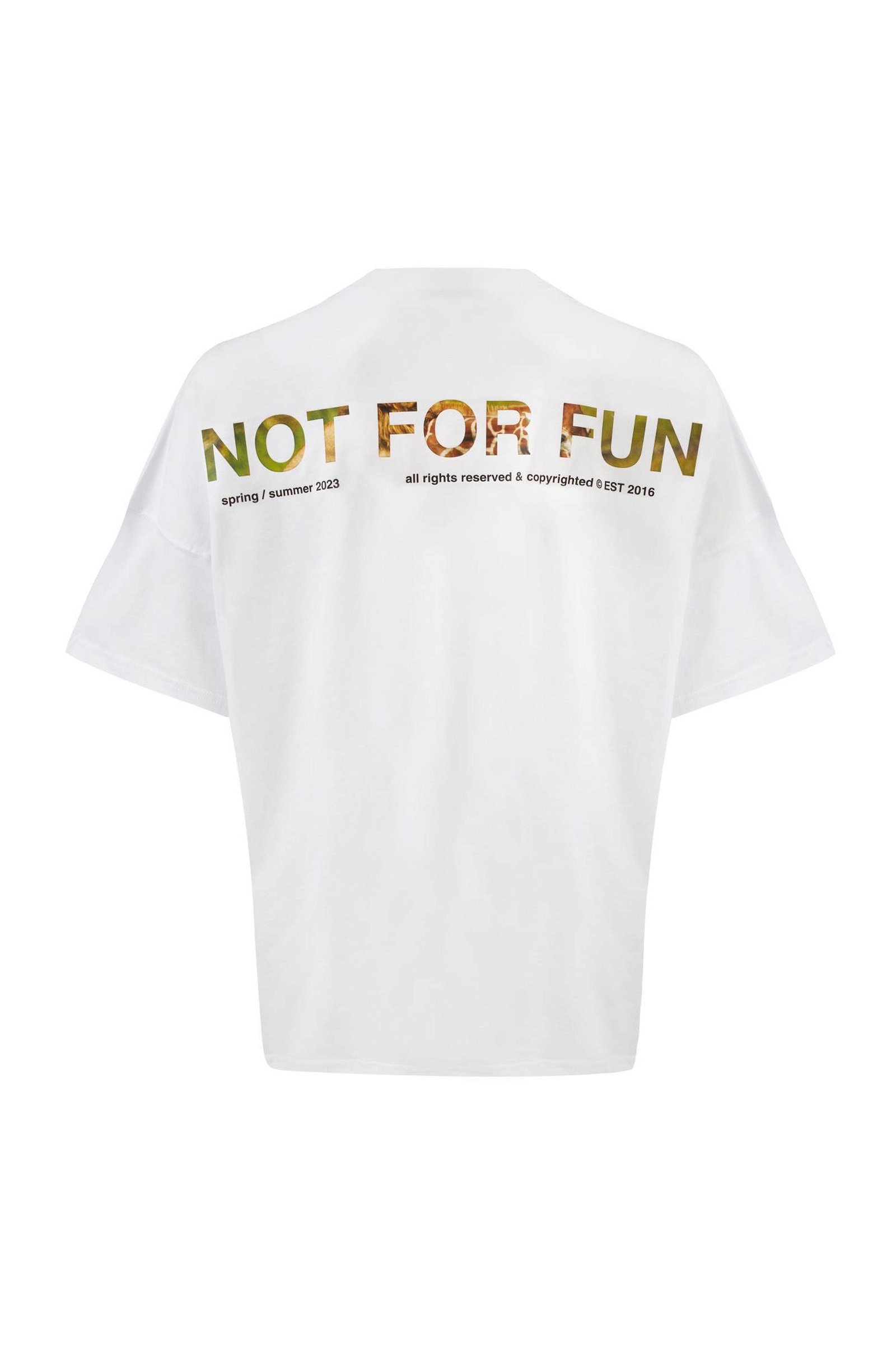 For Fun Not For Fun 008 Erkek Düşük Omuz Beyaz T-shirt