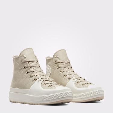  Converse Chuck Taylor All Star Construct Leather Unisex Bej/Siyah Sneaker