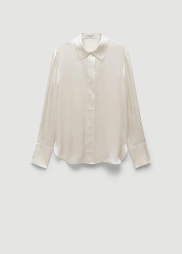  Mango Kadın %100 Ipek Gömlek Kırık Beyaz