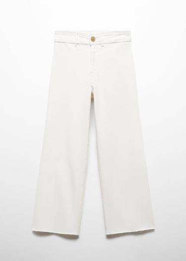 Mango Çocuk Yüksek Bel Culotte Jean Pantolon Kırık Beyaz