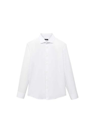  Mango Erkek Coolmax® Pamuklu Gömlek Beyaz