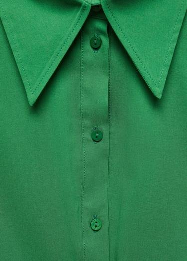  Mango Kadın Büzgü Detaylı Gömlek Yeşil