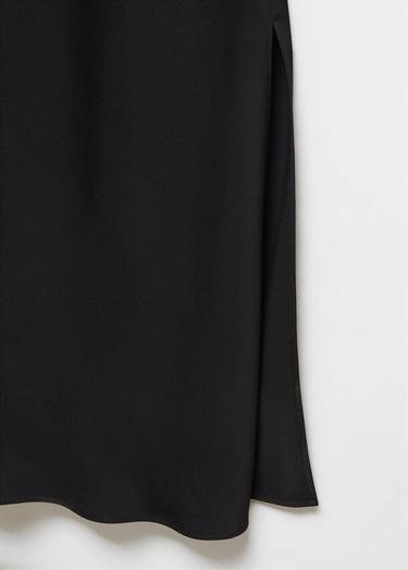  Mango Kadın Yırtmaçlı Asimetrik Elbise Siyah