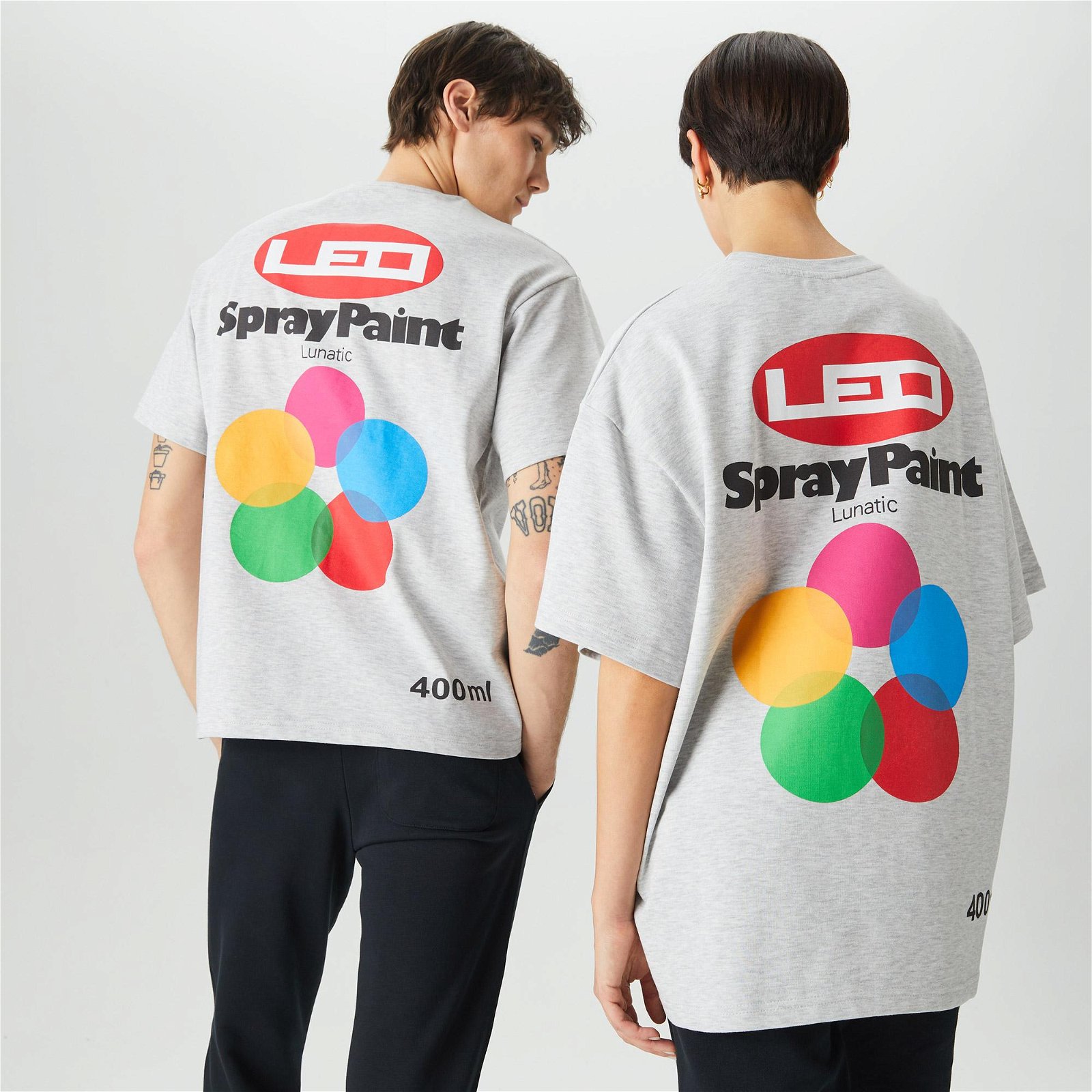 Leo Lunatic Spray Paint Unisex Gri T-Shirt