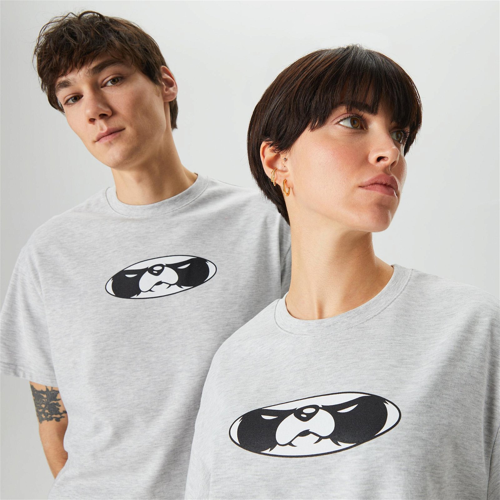 Leo Lunatic Panda Unisex Gri T-Shirt