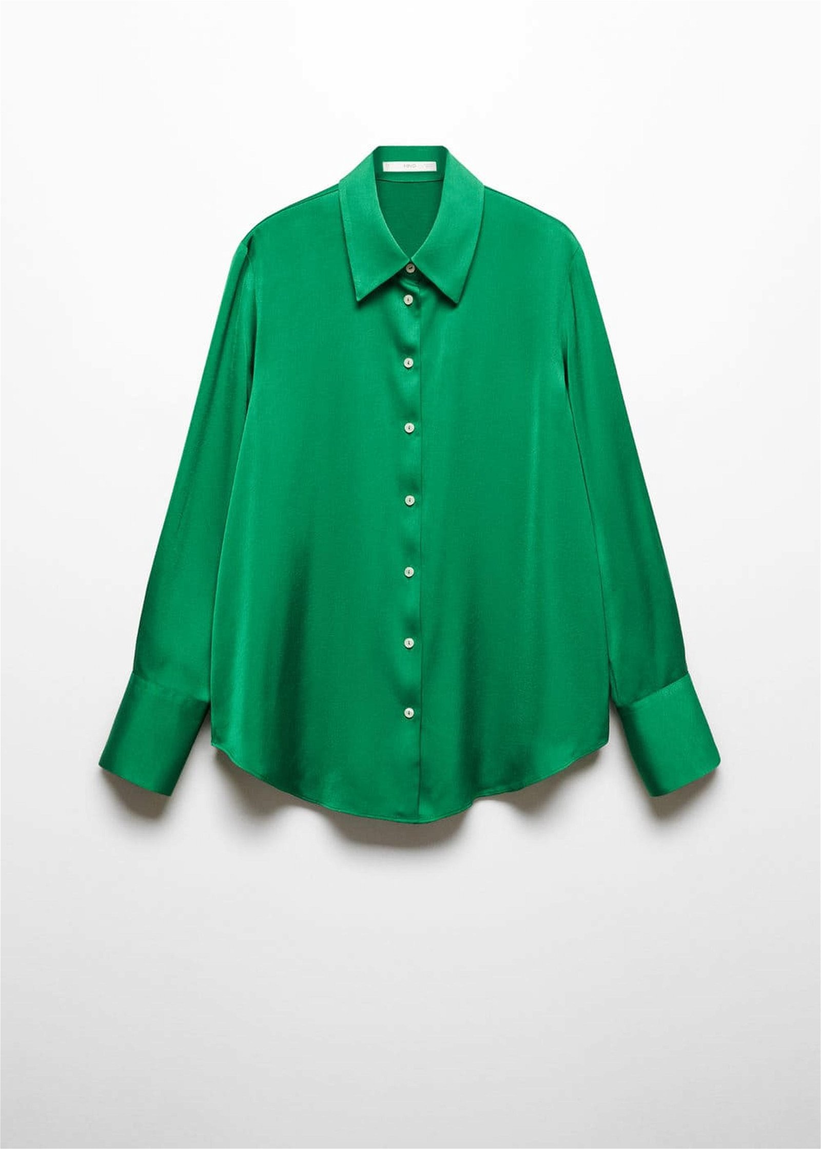 Mango Kadın Saten Dökümlü Gömlek Yeşil