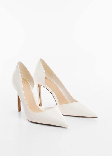  Mango Kadın Asimetrik Topuklu Ayakkabı Beyaz