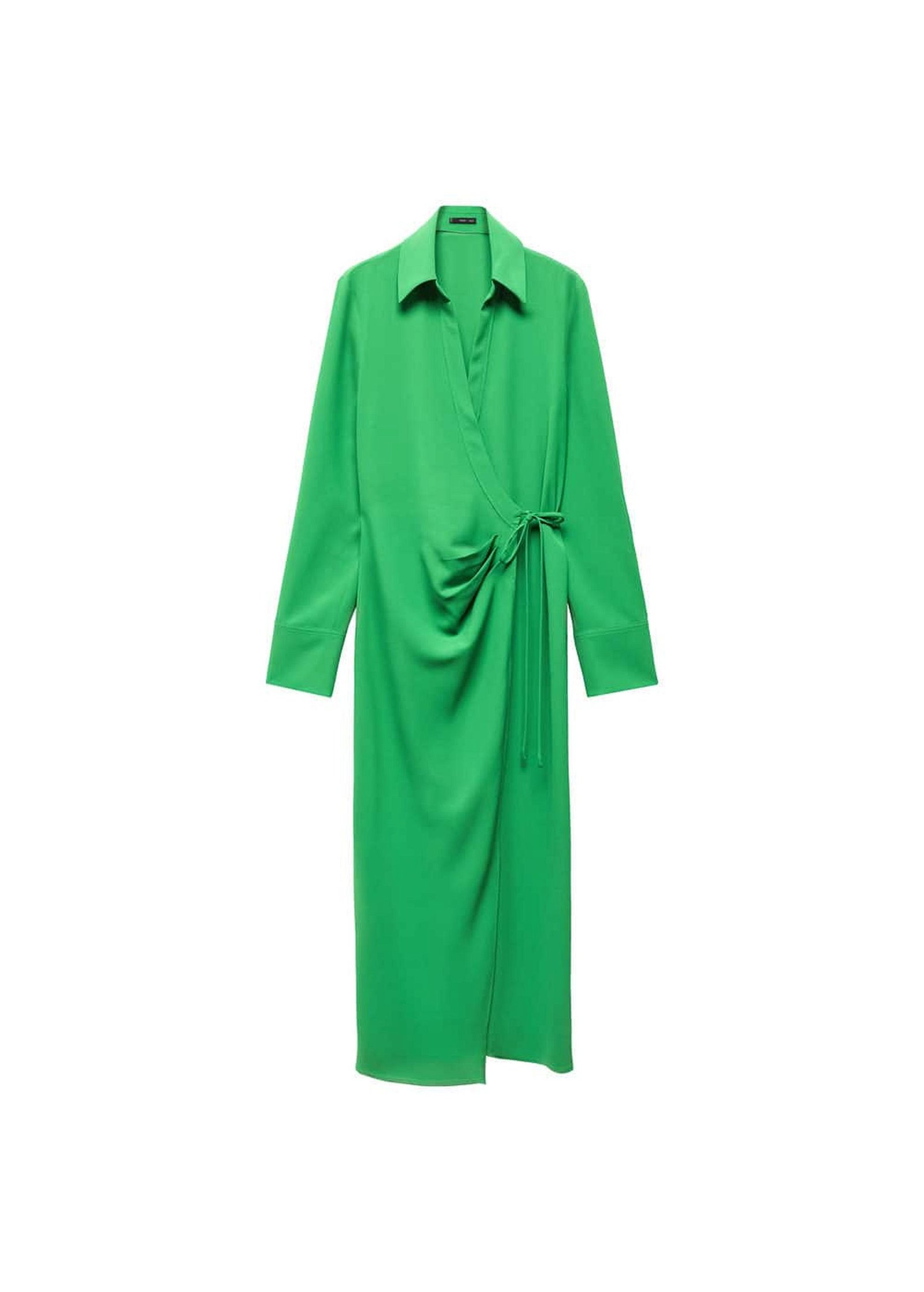 Mango Kadın Anvelop Kesimli Gömlek Elbise Yeşil
