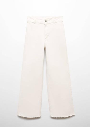  Mango Kadın Yüksek Bel Culotte Jean Pantolon Kırık Beyaz
