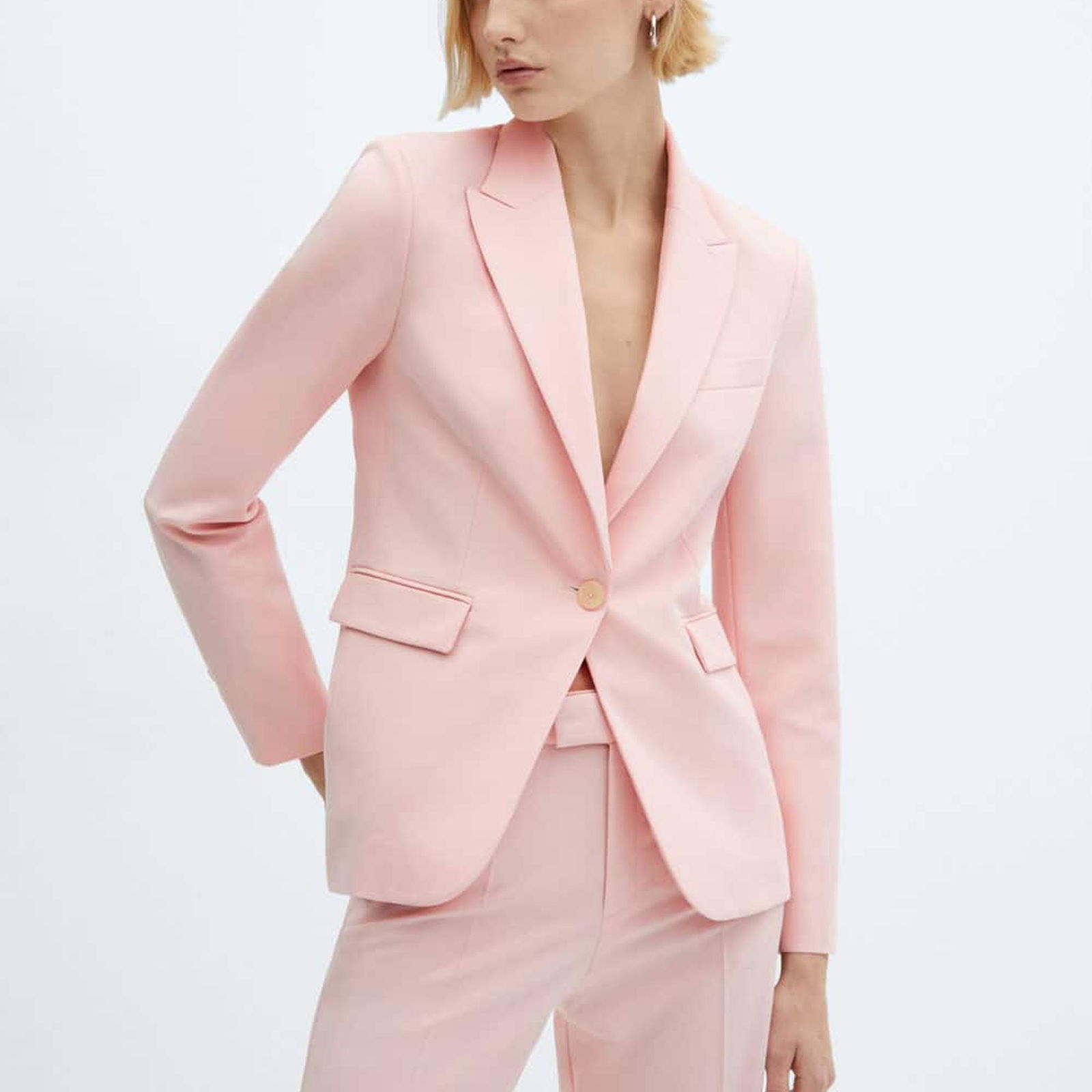 Mango Kadın Fitted Kesim Ceket Pastel Pembe