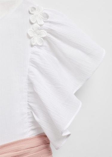  Mango Çocuk Bambula Pamuklu Elbise Beyaz