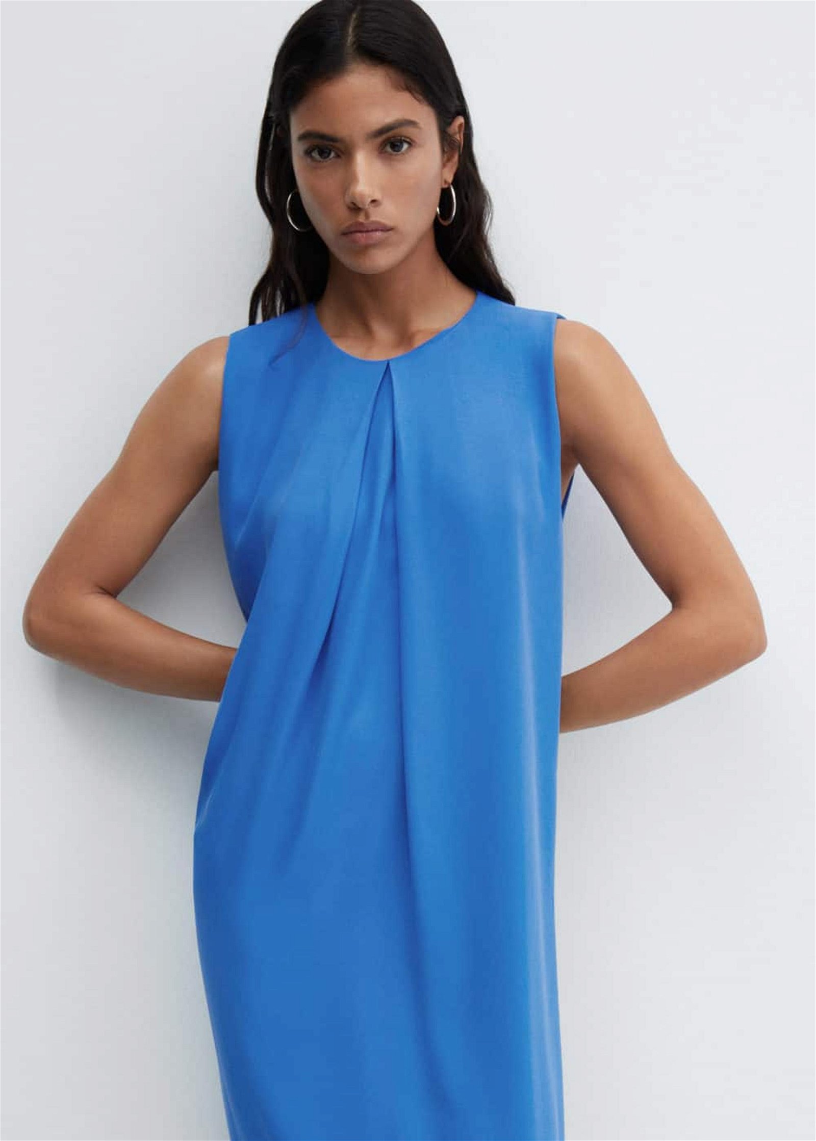 Mango Kadın Cut-out Detaylı Elbise Mavi