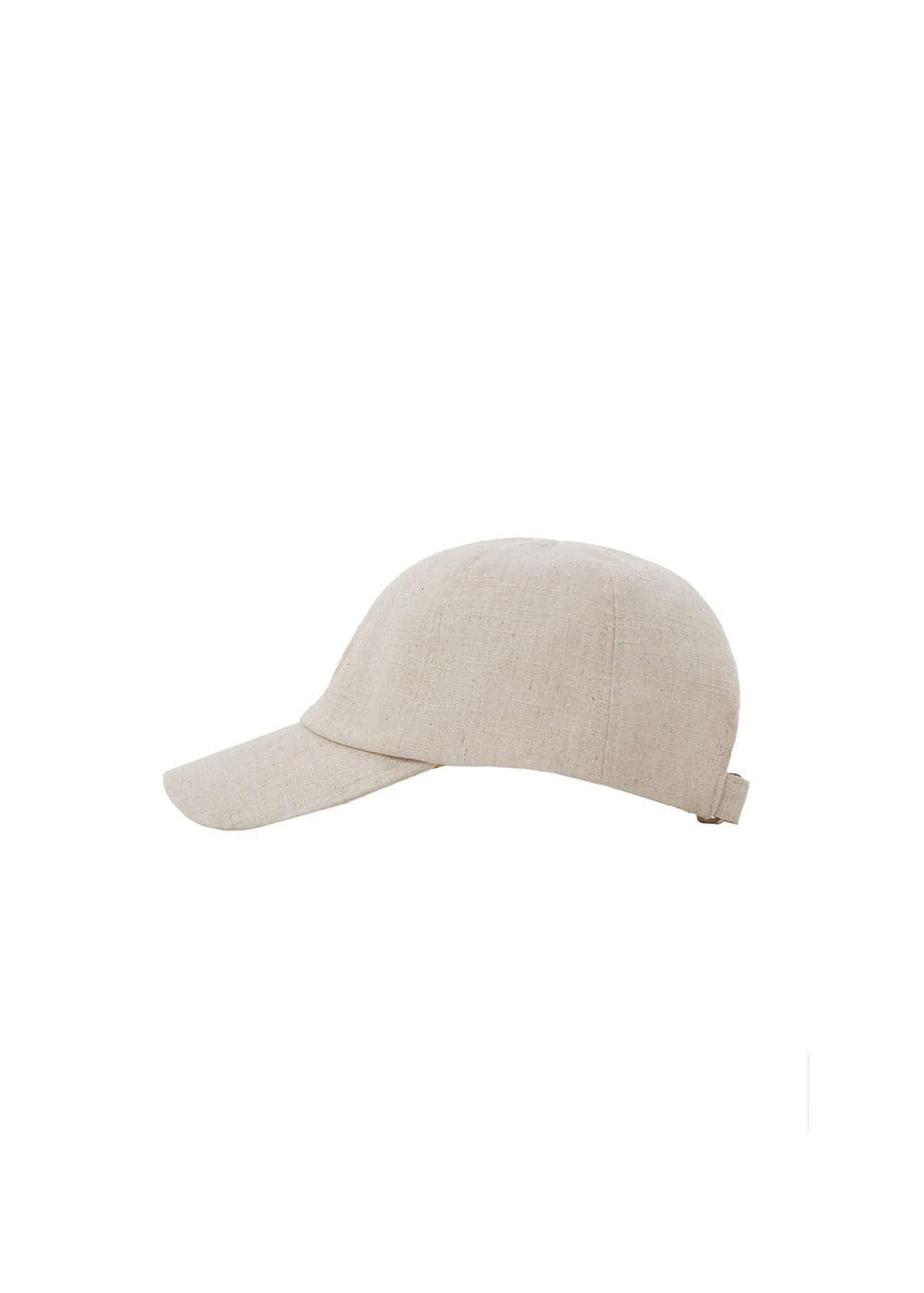 Mango Erkek İşlemeli Pamuklu Vizör Şapka Kırık Beyaz