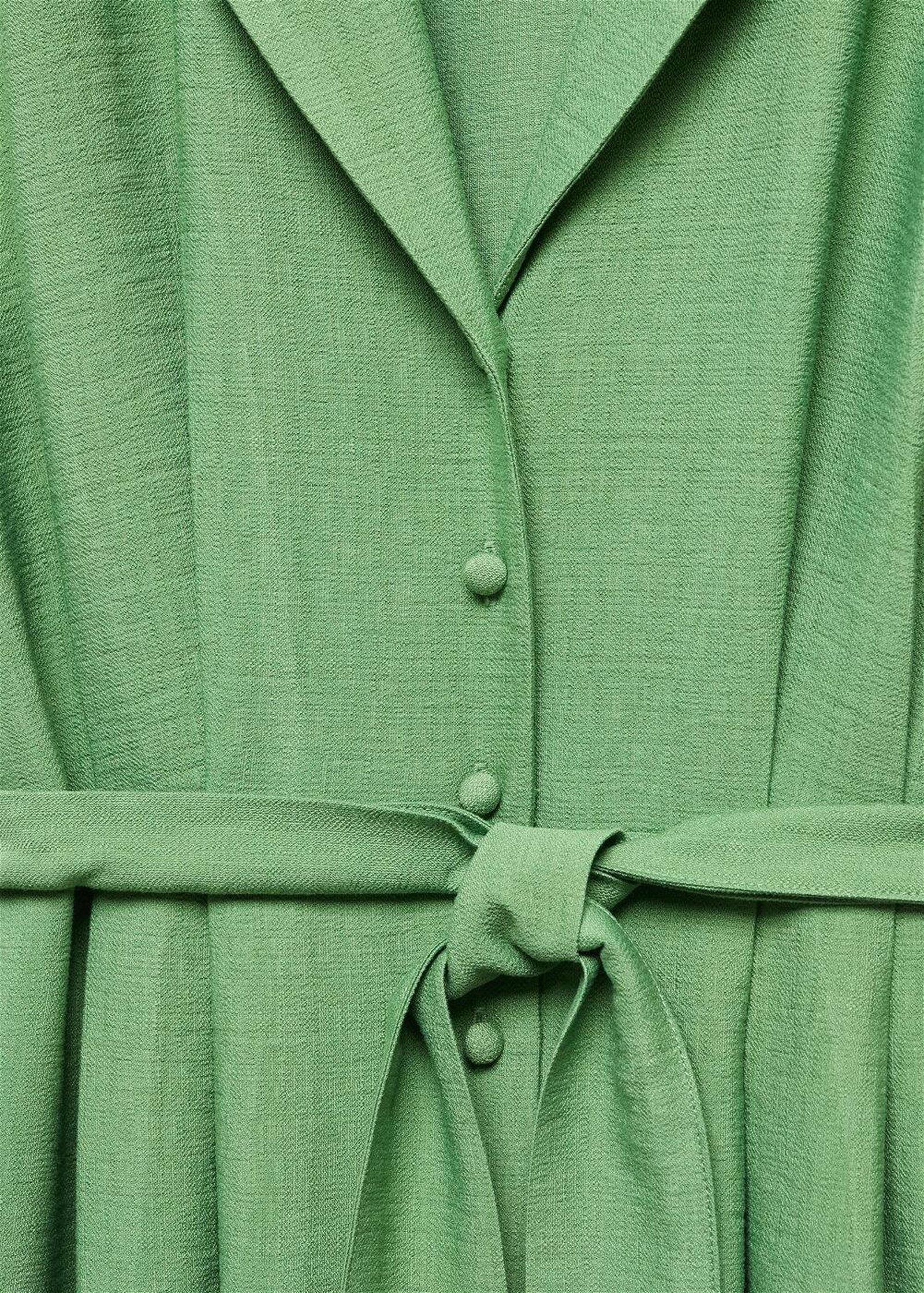 Mango Kadın Düğmeli Gömlek Elbise Yeşil