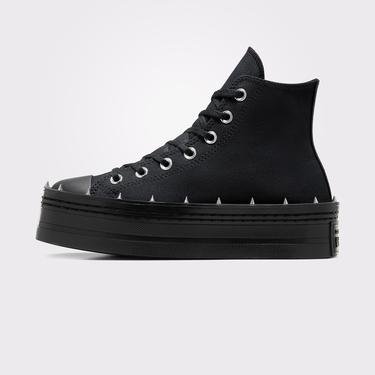  Converse Chuck Taylor All Star Modern Lift Platform Studded Kadın Siyah Sneaker