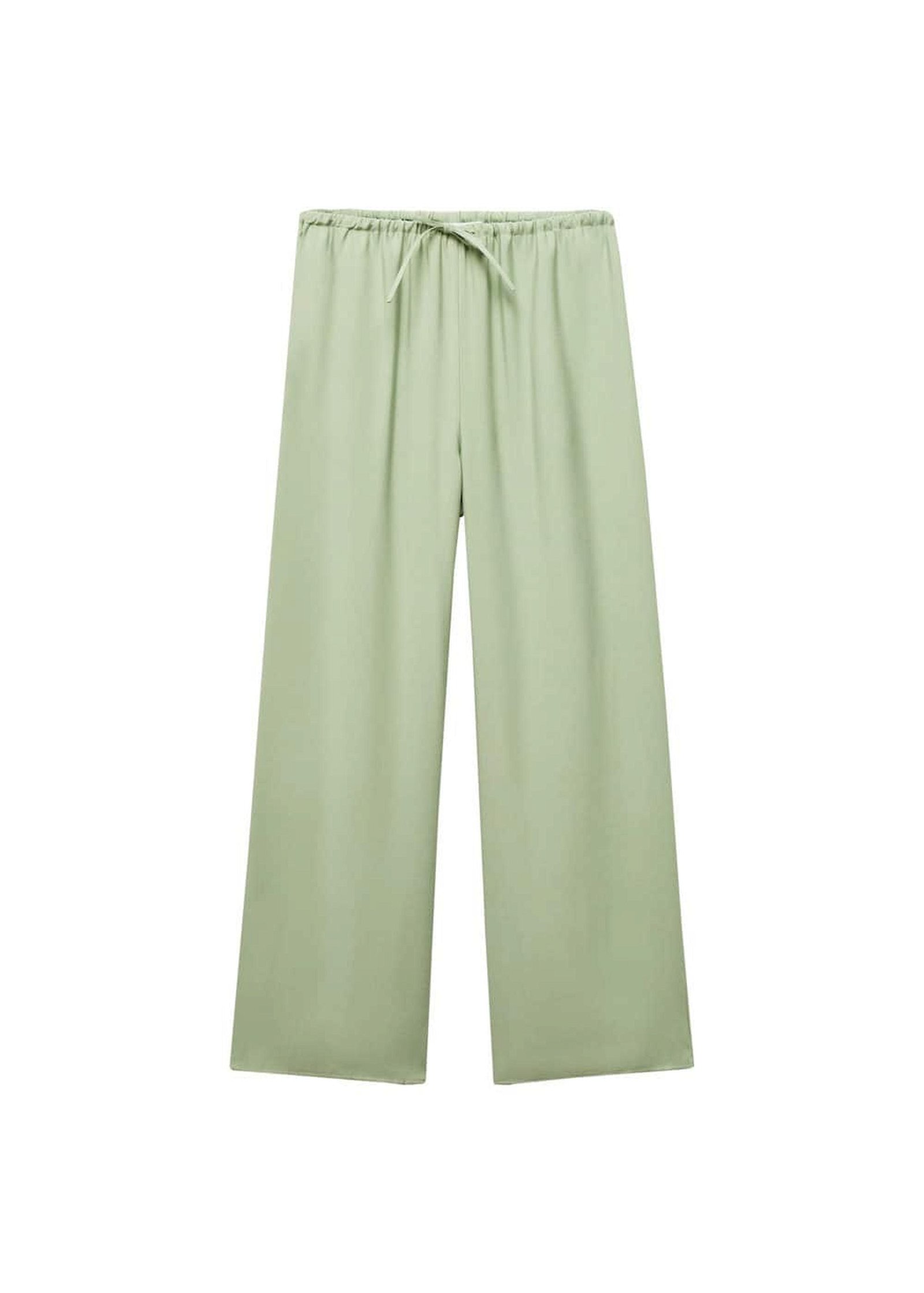 Mango Kadın Elastik Belli Wideleg Pantolon Yeşil