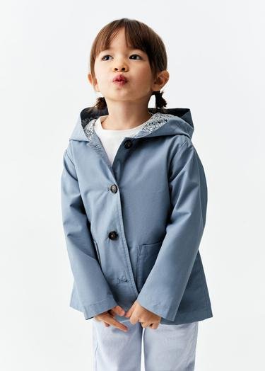  Mango Çocuk Düğmeli Pamuklu Ceket Mavi