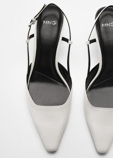  Mango Kadın Arkası Açık Topuklu Ayakkabı Beyaz