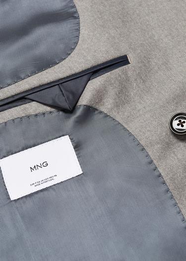  Mango Erkek Kruvaze Saf Yün Kumaş Blazer Ceket Kahverengi