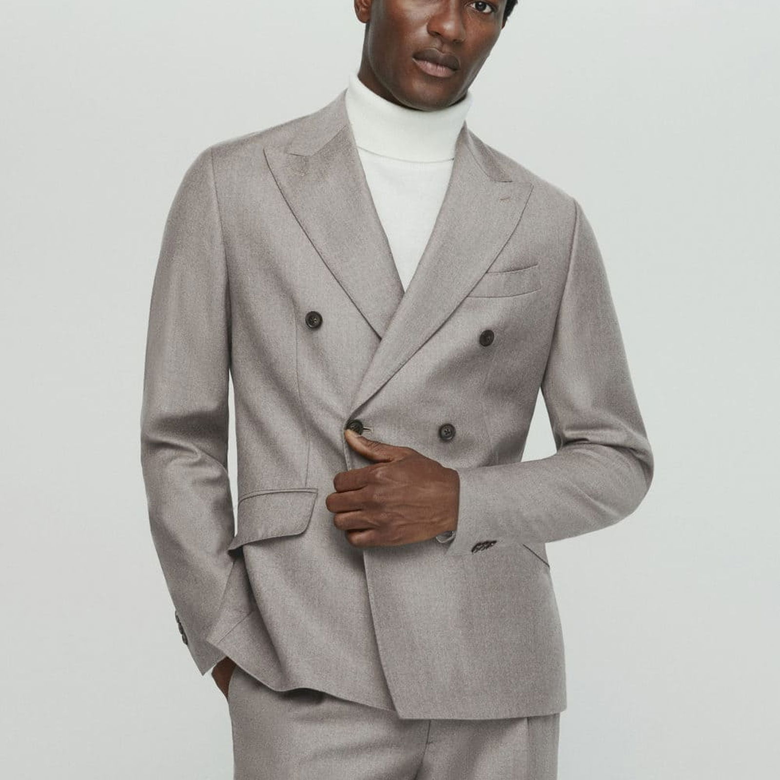 Mango Erkek Kruvaze Saf Yün Kumaş Blazer Ceket Kahverengi