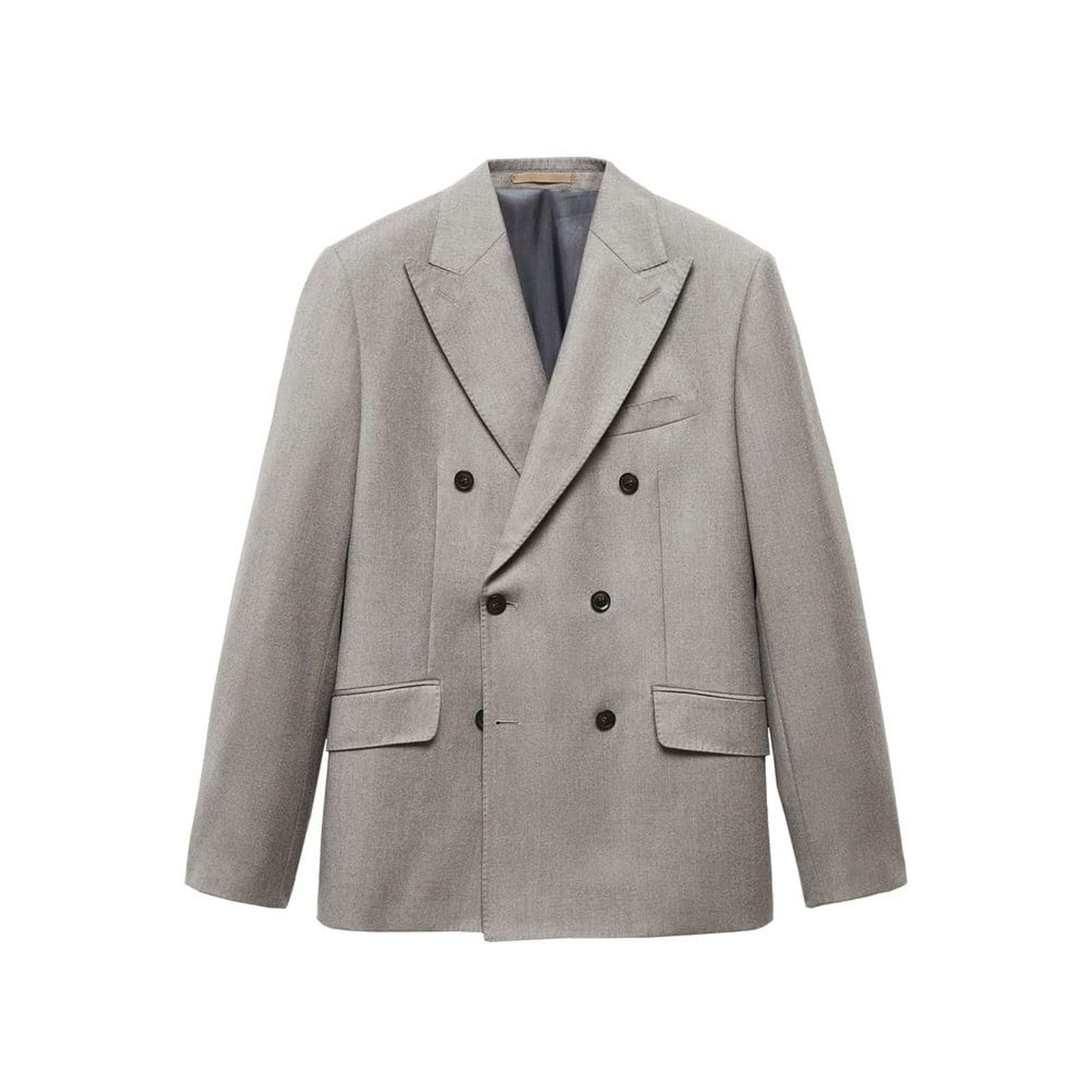 Mango Erkek Kruvaze Saf Yün Kumaş Blazer Ceket Kahverengi