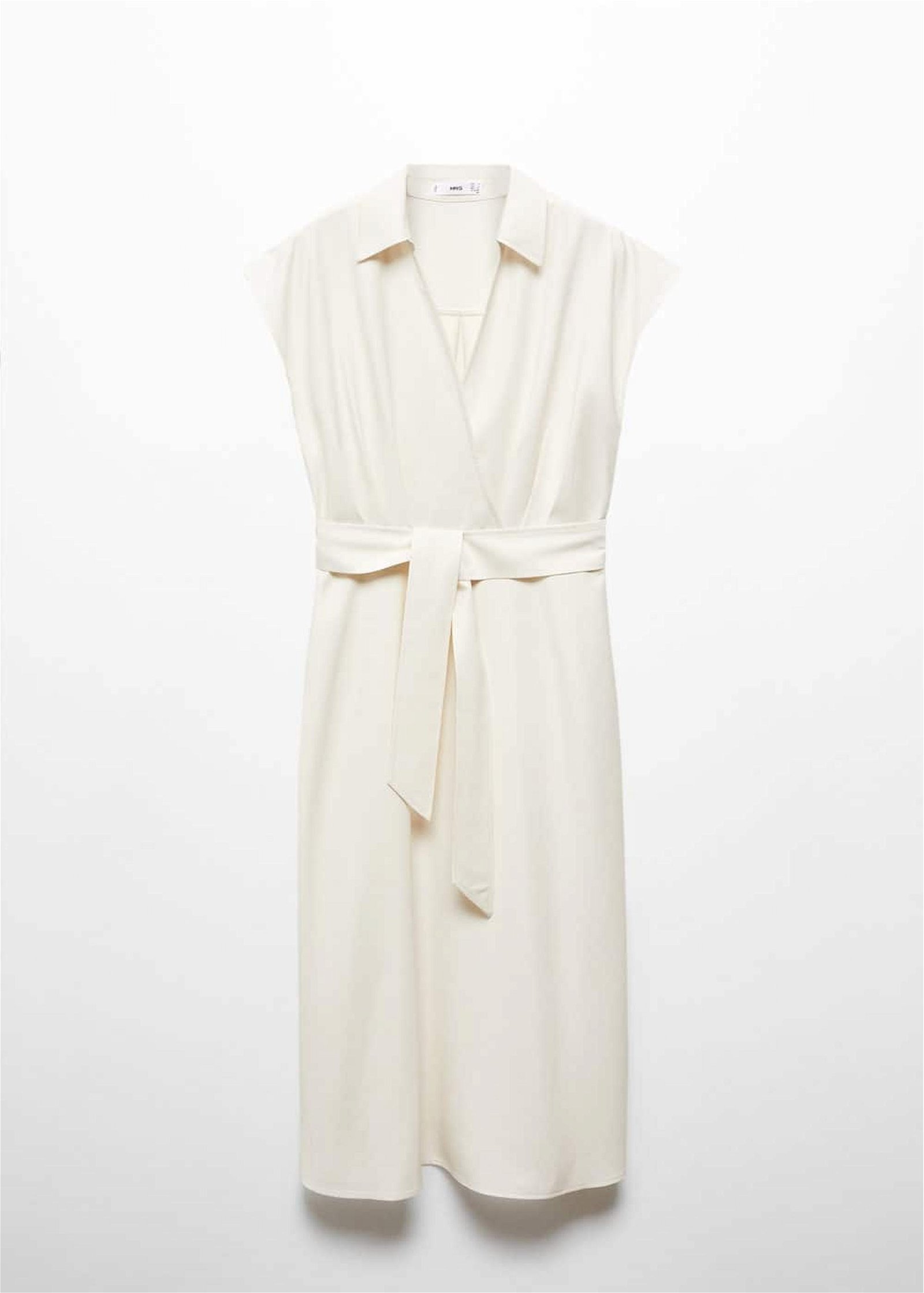 Mango Kadın Kemerli Anvelop Elbise Kırık Beyaz