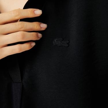  Lacoste Kadın Regular Fit Trukavar Kol V Yaka Siyah Bluz