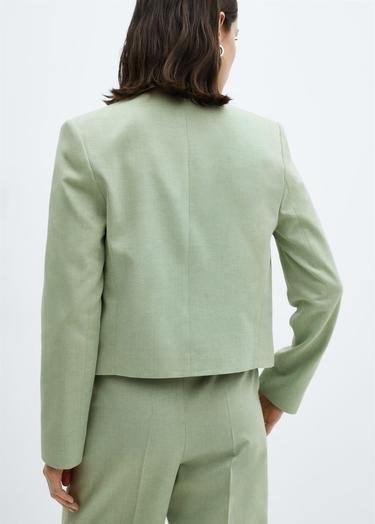  Mango Kadın Düğmeli Kısa Blazer Ceket Pastel Yeşil