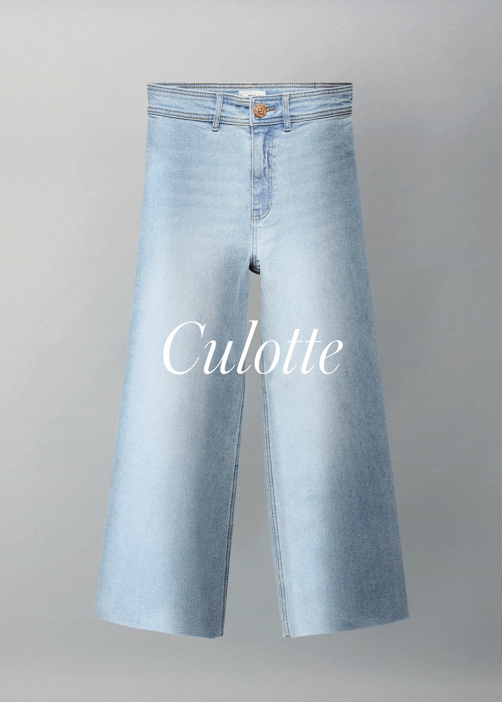  Mango Çocuk Yüksek Bel Culotte Jean Pantolon Açık Mavi