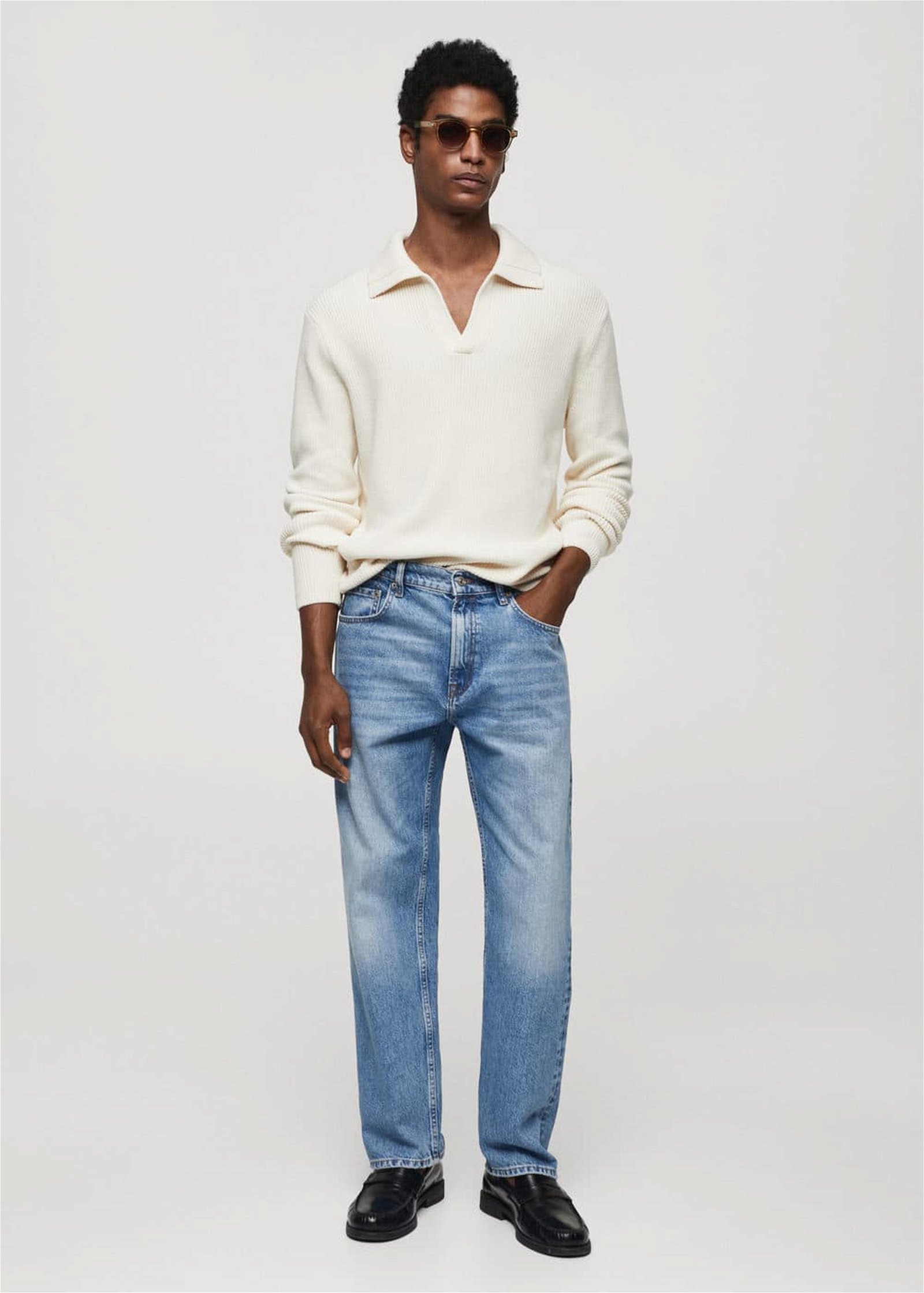 Mango Erkek Regular Kesim Orta Yıkama Jean Pantolon Donuk Mavi
