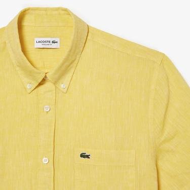  Lacoste Erkek Regular Fit Kısa Kollu Düğmeli Yaka Sarı Gömlek