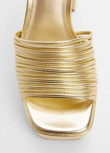 Mango Çocuk Metalik Topuklu Sandalet Altın Sarısı