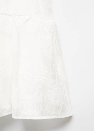  Mango Çocuk Çiçek Işlemeli Elbise Beyaz