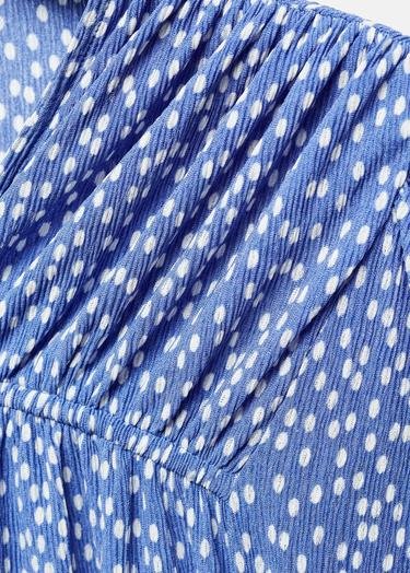  Mango Kadın Bağ Detaylı Desenli Bluz Mavi
